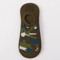 Olive green camouflage low cut invisible socks for women in breathable cotton fabric - One Size / Army Green Camouflage