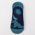 Invisible low cut cotton sock in dark blue and teal with a cute dinosaur pattern - One Size / Dark Blue Cyan Dinosaur