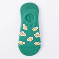Green low-cut cotton socks featuring yellow fried egg patterns for women - One Size / Green Poached Egg Pattern