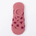 Dusty rose invisible boat socks with geometric patterns and non-slip cotton blend fabric - One Size / Pink Deep Red Geometric