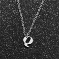 Close-up of a silver stainless steel necklace with a letter Q pendant on a dark background - Steel Q