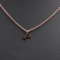 Detail of rose gold stainless steel necklace featuring a minimalist letter P pendant - Rose Gold P