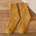 Thick winter thermal crew socks in mustard yellow with ribbed cuffs and fleece lining - One Size / Ginger Yellow