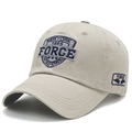 Beige cotton baseball cap featuring vintage New York 1985 Force shield embroidery - Light Beige Blue Embroidery