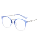 Rond brilmontuur in blauw-naar-transparant verloop met zilveren metalen pootjes - Gouden Frame Blauw Verloop