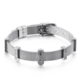 Silver infinity mesh bracelet with sparkling rhinestone charms and watch band clasp style - Steel Color (KB116558-KHY)