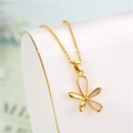 Collana a fiore dorata con petali di conchiglia e cristalli di zircone da donna - Stile Catena a Croce / Oro