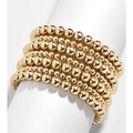 Elegant 18K gold plated bead bracelet set for women featuring multi-layered round beads - 3pcs 4mm + 4pcs 6mm / Gold (Set of 7)