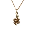 Elegant gold snake pendant necklace featuring micro-set zircon and green gemstone eyes - 0185 Snake Style 5 O-Chain