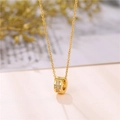 Elegant 18K gold-plated titanium necklace with a sparkling diamond-set cross pendant - XK76 (Cross Chain)