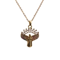 Golden Virgin Mary necklace with multicolored zircon stones and white marquise accents - Style 0196 Goddess 4 O-Chain Gold