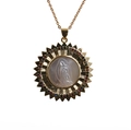 Golden Mariana pendant necklace with white mother of pearl and colorful gemstones - Style 0198 Goddess 6 O-Chain Gold
