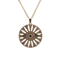 Collana dorata con ciondolo a forma di occhio e zirconi colorati su sfondo bianco professionale - 0064-Occhio Traforato / Oro / Catena a O