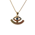 Golden Evil Eye pendant necklace with colorful micro-inlaid zircon and blue crystal - 0008-Evil Eye / Gold / Pin Box Chain