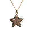 Elegant gold star and moon pendant necklace with multicolored cubic zirconia crystals - Star 4 Colorful Diamond O-Chain