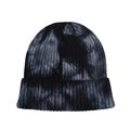 Unisex tie-dye gebreide muts in zwart en grijs voor herfst- en winterwarmte - Zwart Grijs Tie-Dye