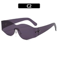Occhiali da sole ovali Y2K senza montatura con lenti viola e design a onde - Bordo Ondulato Senza Montatura (C2) / Grigio fumo