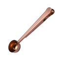 Rose gold stainless steel 2-in-1 coffee measuring spoon with integrated bag sealer clip - Rose Gold