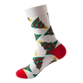 Weiße Baumwollsocken mit grünen Weihnachtsbäumen und roten Fersen für Damen - Einheitsgröße / 178-Weißer Weihnachtsbaum