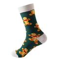 Dark green Christmas crew sock with festive gingerbread man patterns and white accents - One Size / 175-Dark Green Gingerbread Man