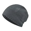 Detalle del gorro de punto gris oscuro con diseño de ochos y borde de punto elástico - gris oscuro
