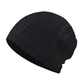 Gorro de invierno de punto negro con diseño de hojas y borde acanalado para hombre y mujer - Negro