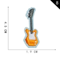 Guitar shaped orange and white embroidered patch for clothing DIY repair, 4.5cm x 1.9cm - Guitar