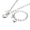 Conjunto de collar y pulsera de corazón en acero plateado con perlas y cierre OT - Conjunto de Acero (KS135415-Z)