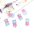 Pink and blue gradient resin bear charms with metal loops for DIY jewelry making - Bear - Gradient Purple Blue (12562)