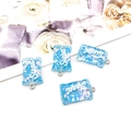 Four blue resin candy pendants with Sweet engraving for DIY keychain making - Candy Bag - Blue (12579)