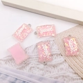 Pink resin candy charms with glitter and Sweet text for DIY jewelry and keychains - Candy Bag - Pink (12581)