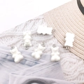 DIY white resin bear pendants with metal rings for jewelry making set of 6 - Bear - Solid White (12576)