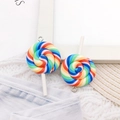 Rainbow candy-colored lollipop resin pendant charm for DIY jewelry and bracelets - Lollipop - Rainbow Spiral (12589)