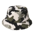 Close-up of thick camouflage lamb wool fabric on a warm winter bucket hat - Adult Size (58cm) / Camo White