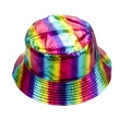 Chic rainbow iridescent PU leather bucket hat with a vibrant metallic gradient finish - M (56-58cm) / Colorful