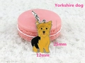 Dettaglio del ciondolo Yorkshire Terrier smaltato con chiusura a moschettone e misure - Yorkie