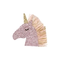 Pink sequin unicorn hair clip with gold glitter horn and shimmering fringe for kids - Pink Purple Unicorn