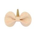 Fermaglio per capelli a forma di unicorno rosa champagne con fiocco glitterato per bambine - Fiocco di Unicorno Giallo Chiaro
