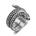 Anello punk a serpente vintage in argento nero con texture a scaglie dettagliata - US 7 / Argento Nero (26501)