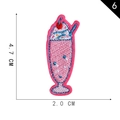 Pink milkshake embroidered patch with cherry and straw, dimensions 4.7 cm x 2.0 cm - Pink Milkshake