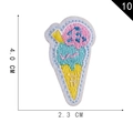 Self-adhesive ice cream embroidery patch in pink and blue colors for clothing decoration - Color Block Ice Cream