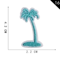 Tropical coconut tree embroidered patch style 16 in green, size 4.2 cm by 2.2 cm - Green Palm Tree