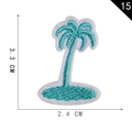 Blue palm tree embroidered patch variant 15 measuring 3.3x2.4 cm for clothes - Lake Blue Palm Tree