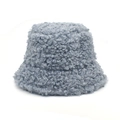Close-up of thick light blue plush lamb wool texture on a winter bucket hat for women - M (56-58cm) / Light Blue