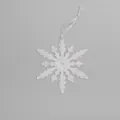 Fiocco di neve in acrilico bianco glitterato con nastro di seta per albero di Natale - Fiocco di neve / Bianco Trasparente