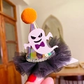 Mini sombrero de copa holográfico de fantasma para Halloween con lazo púrpura y pompón - Horquilla Iluminada (fantasma) / Talla única