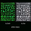 Glow in the dark 3D nail stickers featuring forest deer and snowflake patterns - STZ-Y001 (Bare Sheet)