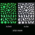 Luminous Christmas nail stickers STZ-Y009 showing glow in dark snowflake and deer effects - STZ-Y009 (Bare Sheet)