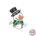 S925 sterling silver Christmas snowman charm with colorful enamel details and hat - Snowman-Scarf