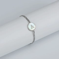 Silver Figaro chain bracelet with shell-inlaid pendant featuring letter A design - Letter A / Steel